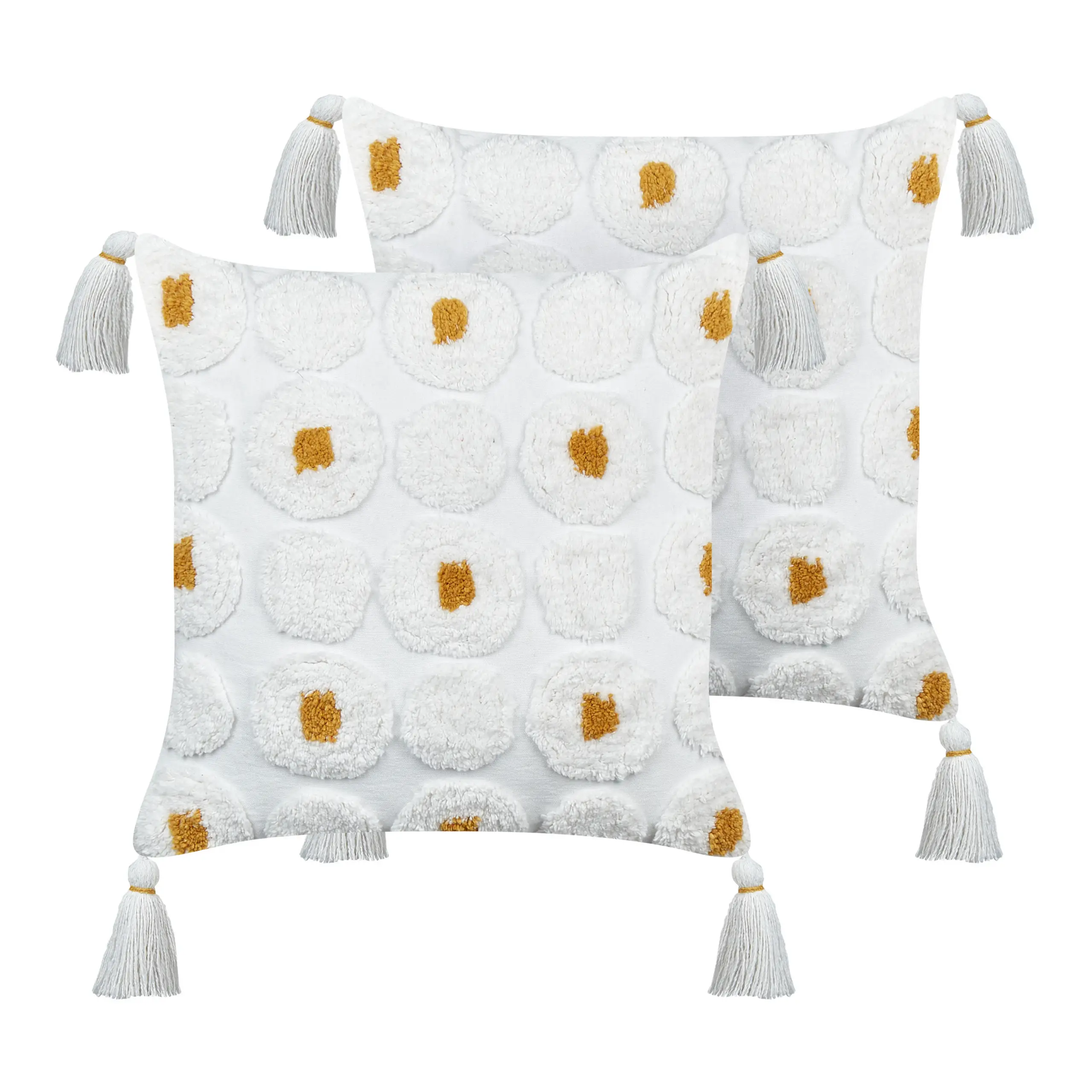 Coussin décoratif Coton Blanc AZALIA – Beliani