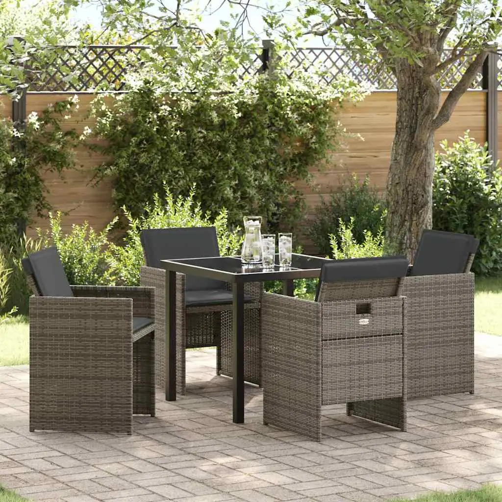 Ensemble de salle à manger pour jardin 5 pcs Gris polyrotin vidaXL 3380597