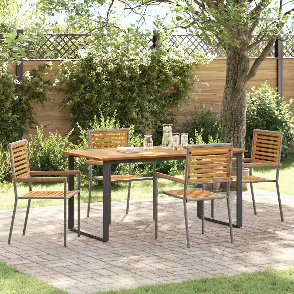 Ensemble de salle à manger pour jardin 5 pcs Gris vidaXL 3365458