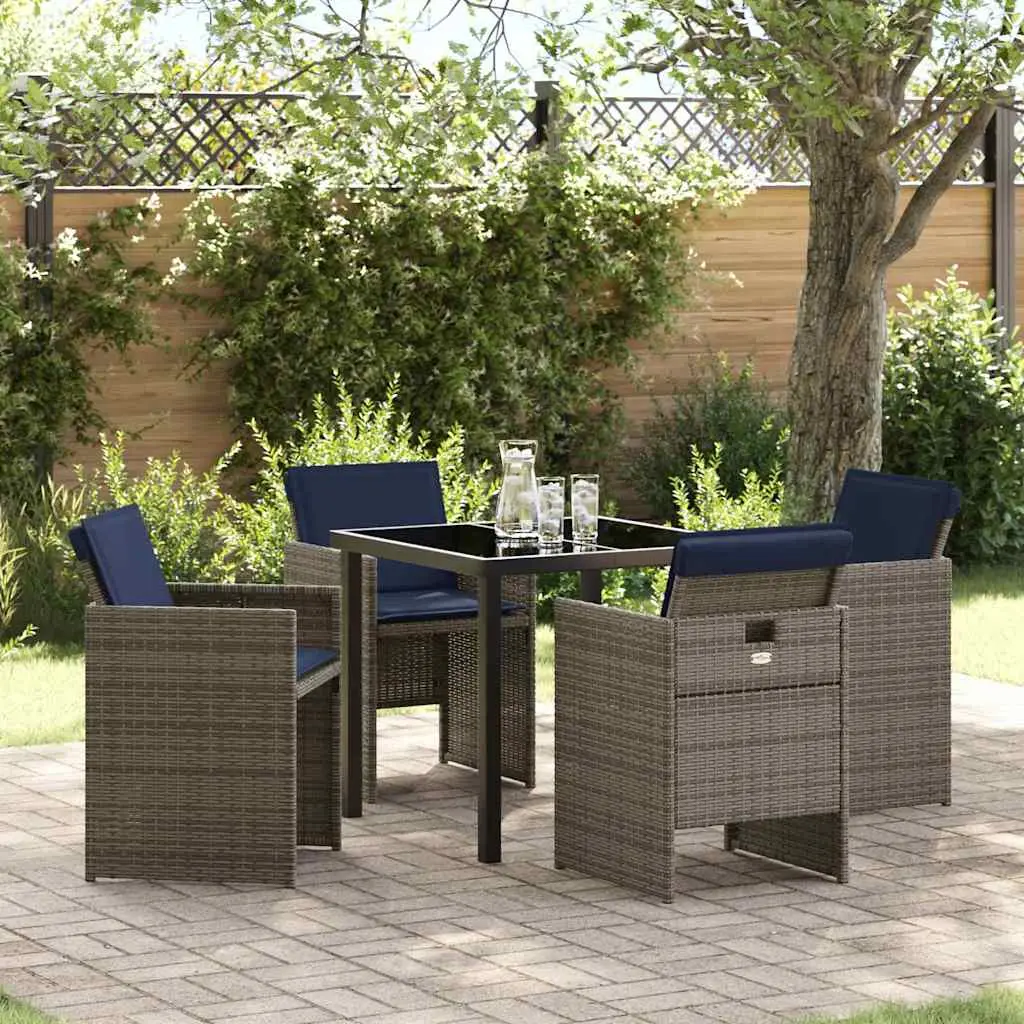 Ensemble de salle à manger pour jardin 5 pcs Gris polyrotin vidaXL 3379968