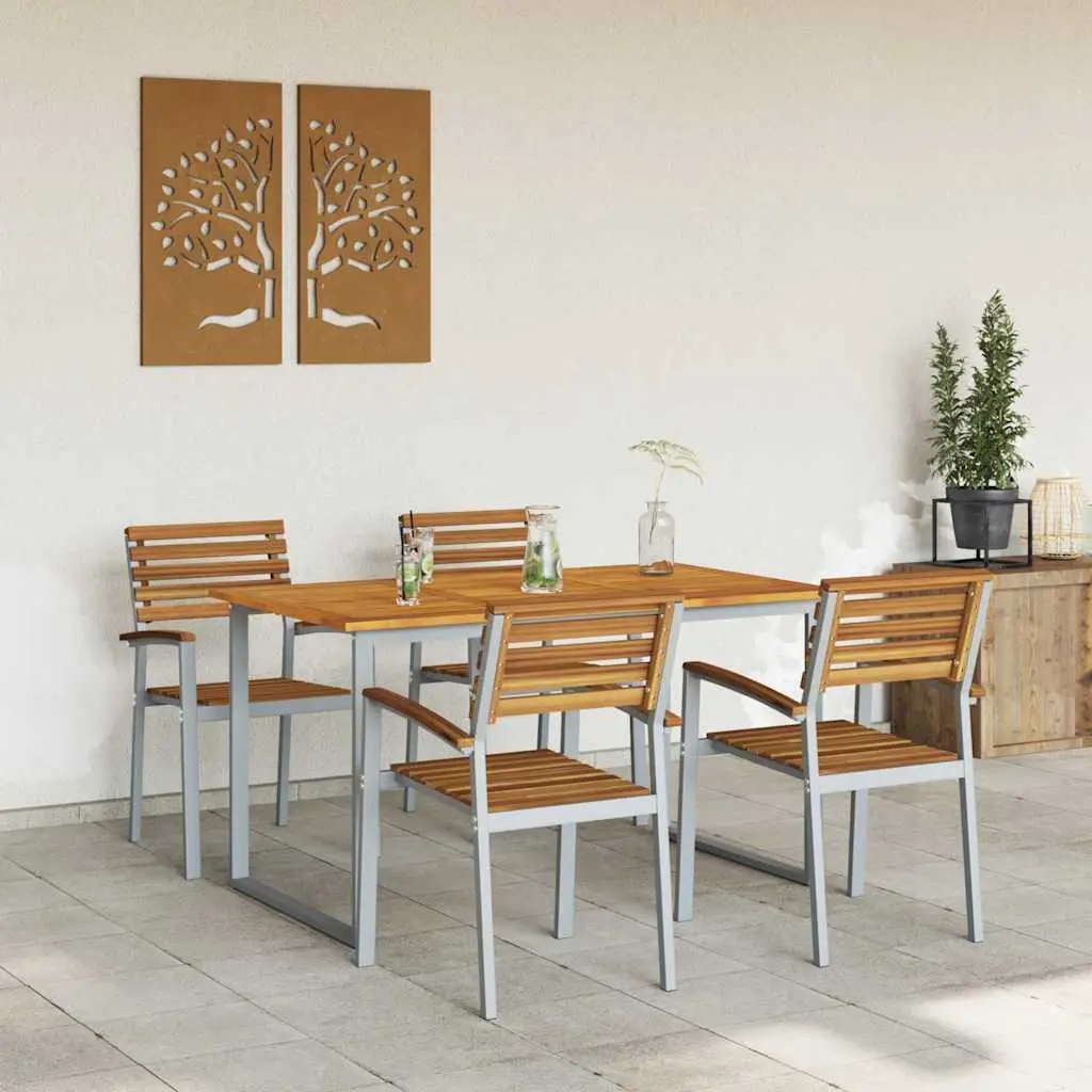 Ensemble de salle à manger pour jardin 5 pcs Gris vidaXL 3284343