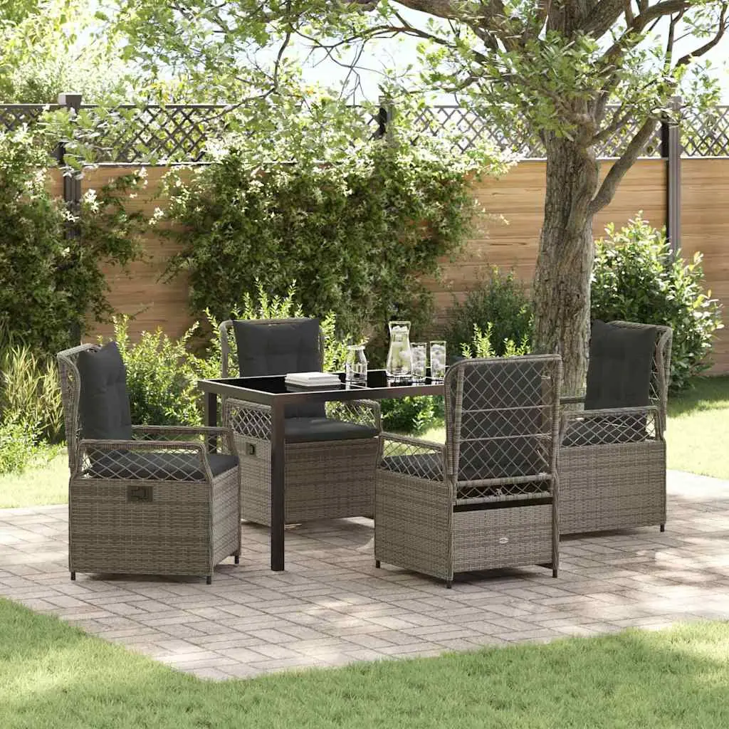 Ensemble de salle à manger pour jardin 5 pcs Gris polyrotin vidaXL 3380997