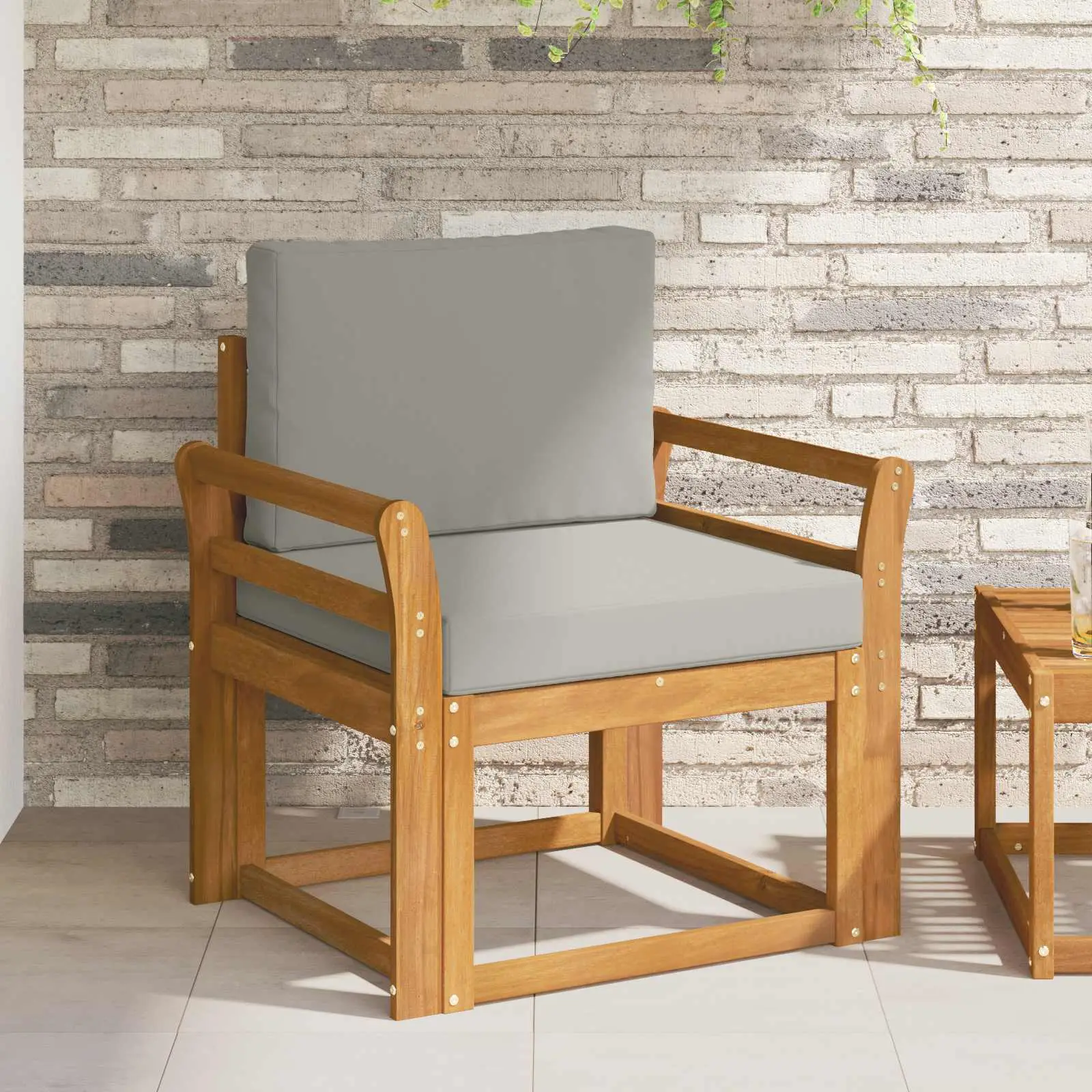 Canapé d’extérieur Bois d’acacia massif et polyester vidaXL 3436233 Naturel et gris clair