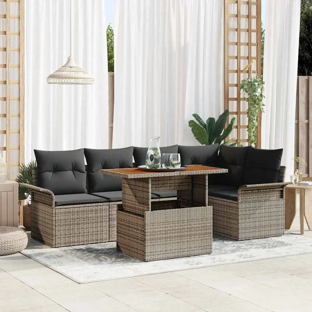 Ensemble de canapé de jardin avec coussin 6 pcs Gris vidaXL 3349334