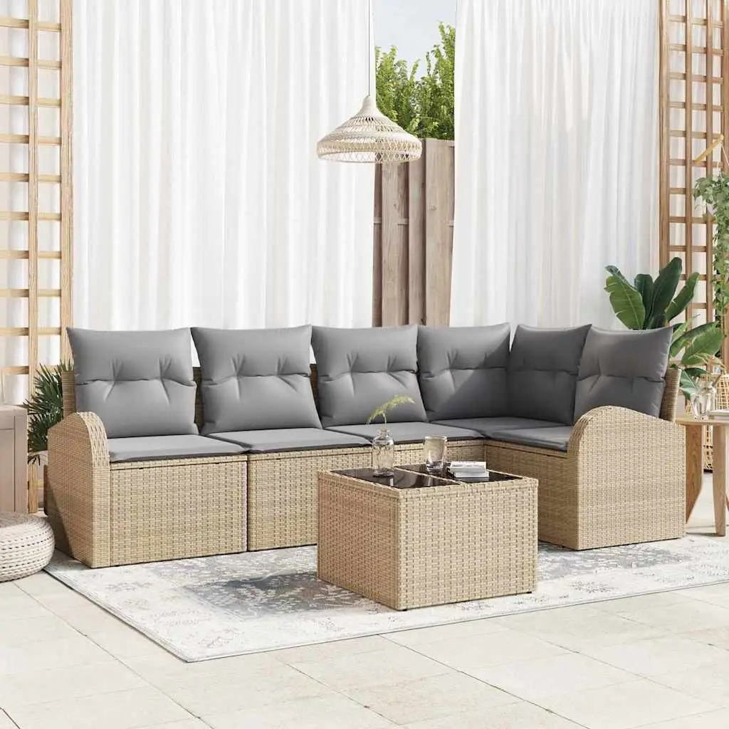 Ensemble de Canapés avec coussin 6 pcs Beige Polyester vidaXL 3346050 beige et gris
