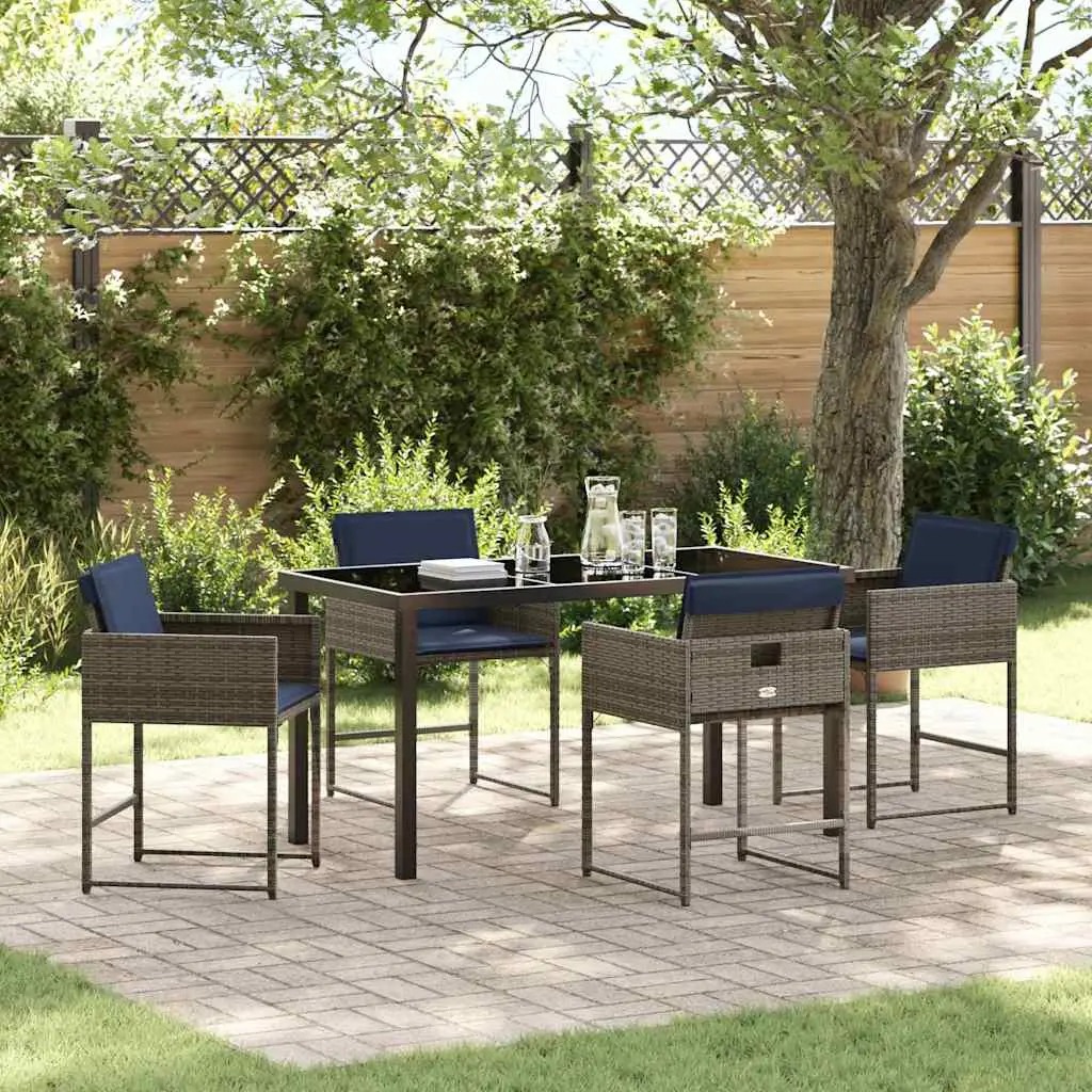 Ensemble de salle à manger pour jardin 5 pcs Gris polyrotin vidaXL 3380033