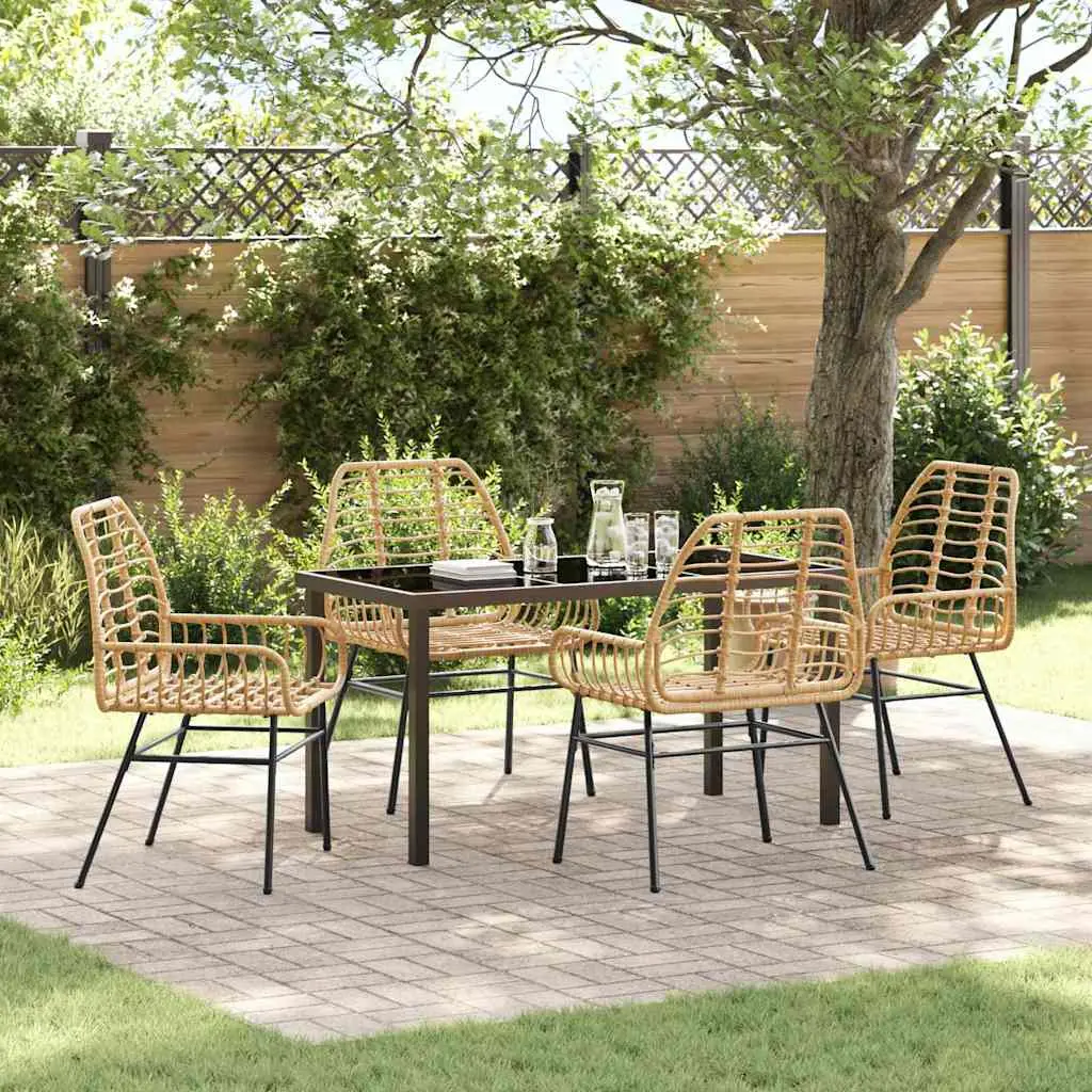Ensemble de salle à manger pour jardin 5 pcs Marron polyrotin vidaXL 3380850 Naturel