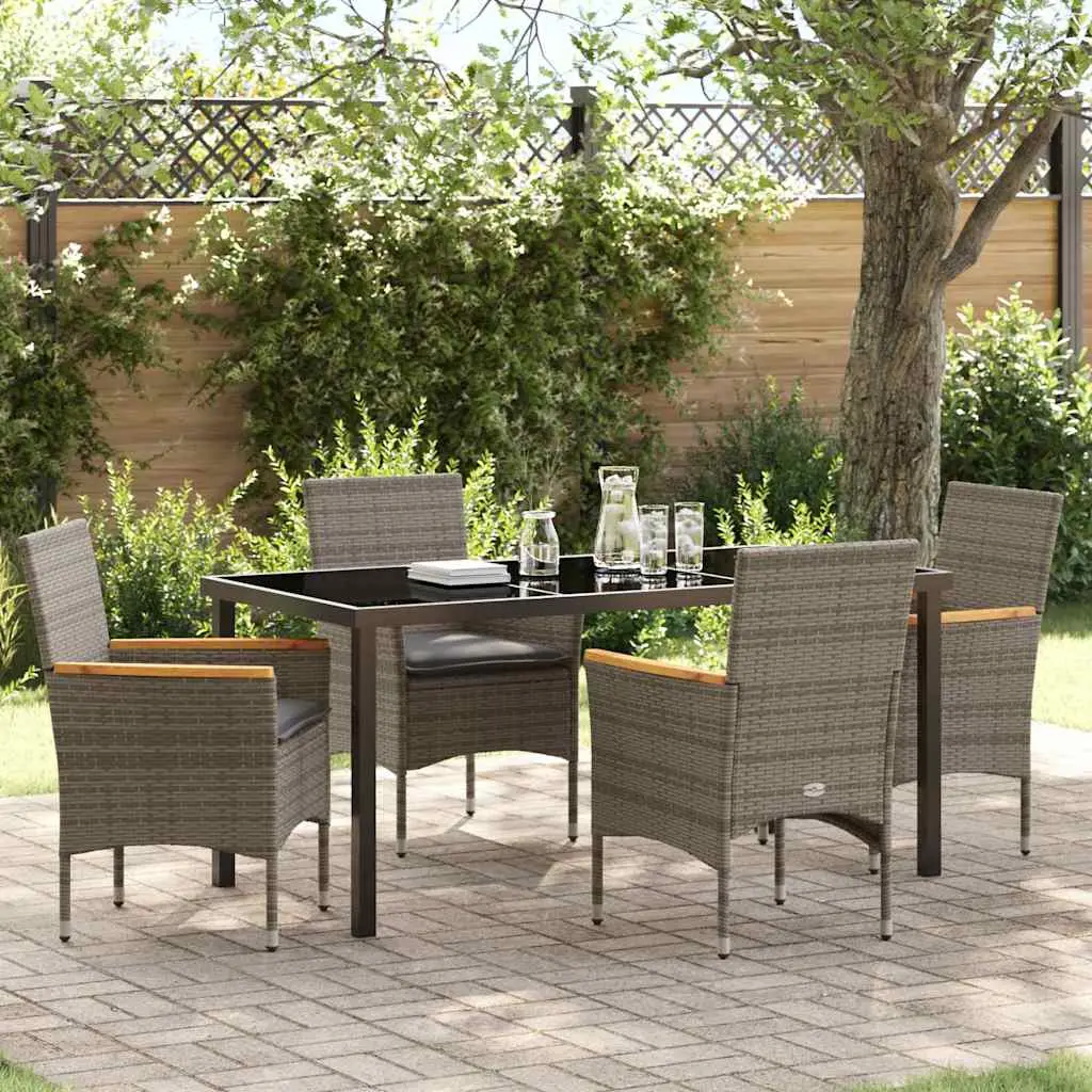 Ensemble de salle à manger pour jardin 5 pcs Gris polyrotin vidaXL 3379852