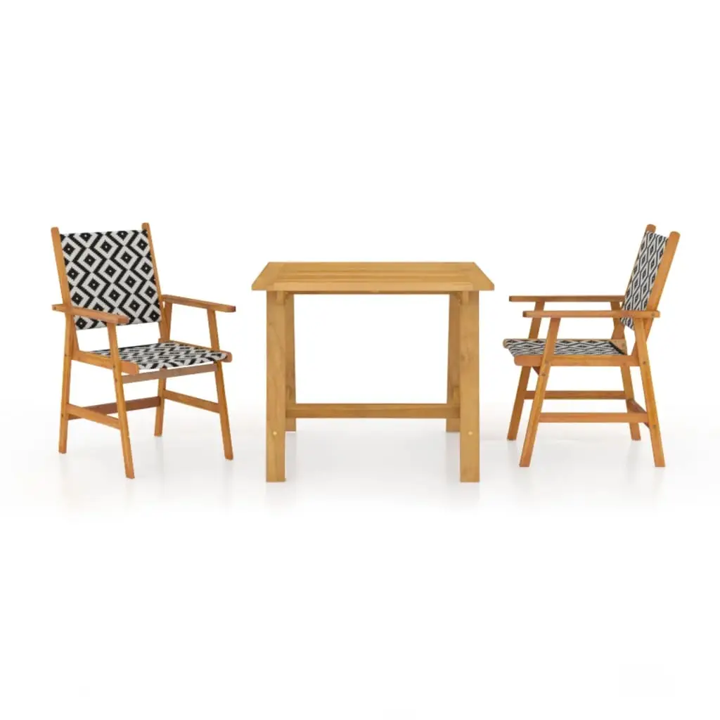 Ensemble de 3 pcs table de jardin avec chaises – mobilier de jardin Bois d’acacia solide-JU2790 Brun