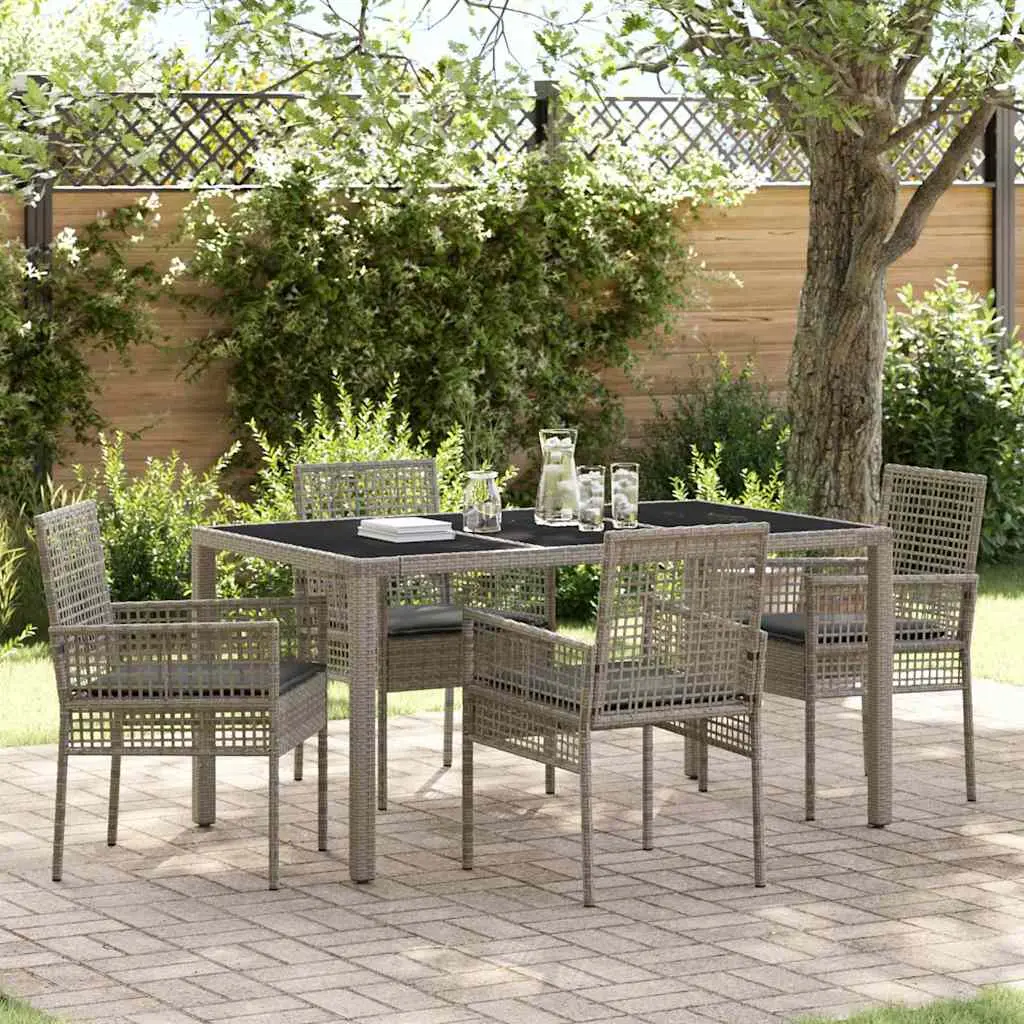 Ensemble de salle à manger pour jardin 5 pcs Gris polyrotin vidaXL 3334873 gris et gris foncé