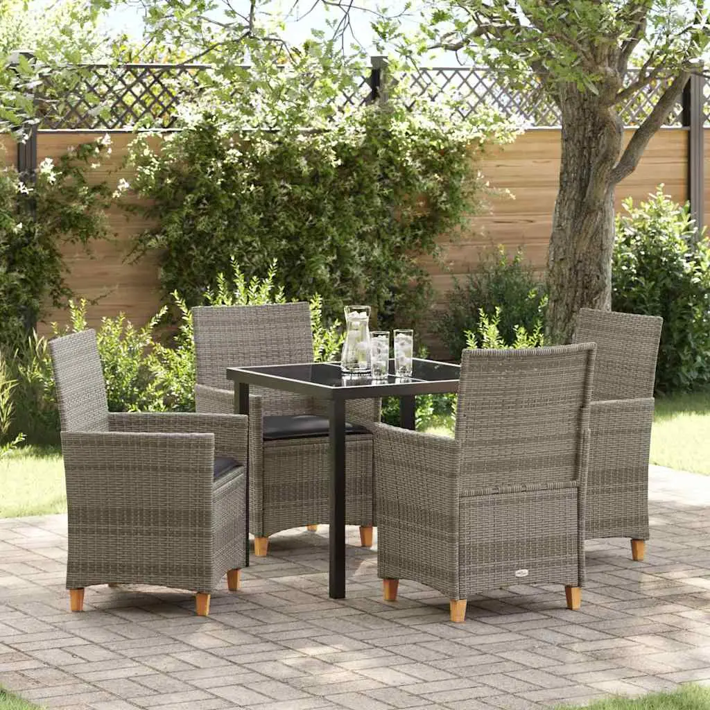 Ensemble de salle à manger pour jardin 5 pcs Gris polyrotin vidaXL 3381073