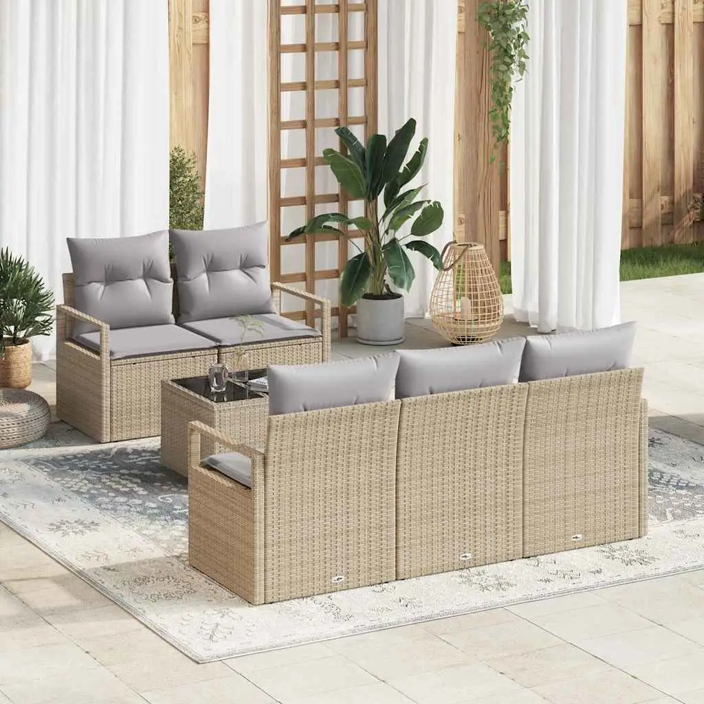Ensemble de Canapés avec coussin 6 pcs Beige et gris polyrotin vidaXL 3346260 beige et gris