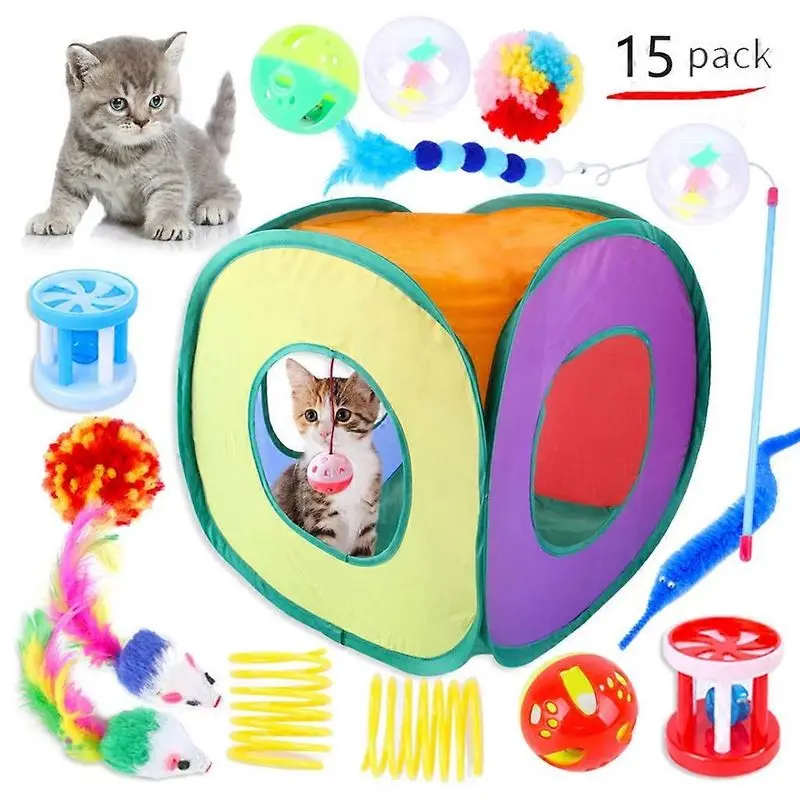 Ensemble de 15 jouets pour chats, cloches et balles, jouets colorés pour chats MCBOSON