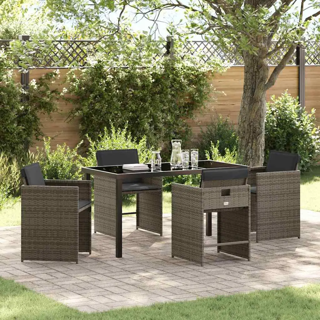 Ensemble de salle à manger pour jardin 5 pcs Gris polyrotin vidaXL 3379981 gris et gris foncé