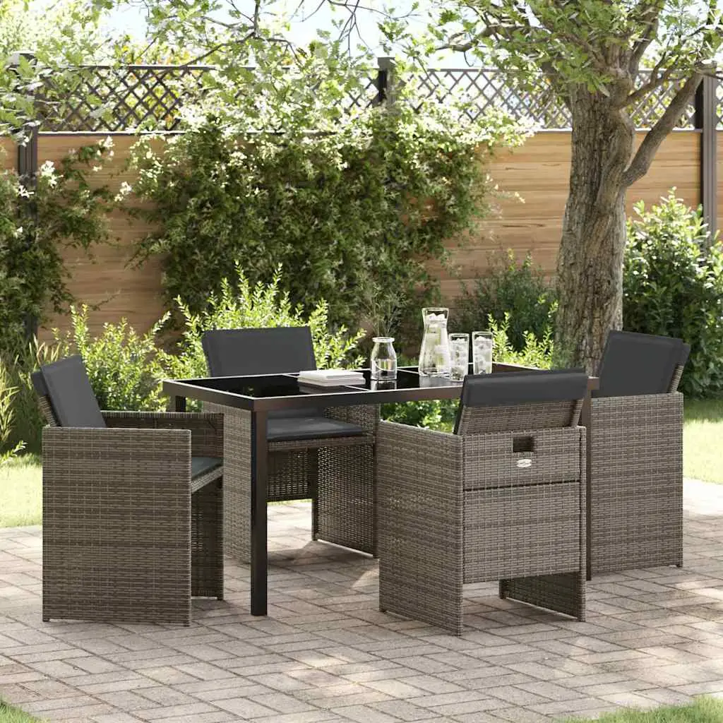 Ensemble de salle à manger pour jardin 5 pcs Gris polyrotin vidaXL 3380598