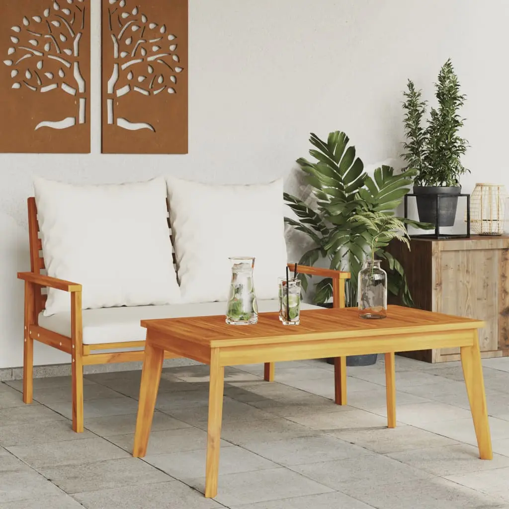 Ensemble de jardin avec coussin bois massif acacia vidaXL 366381 Marron et crème