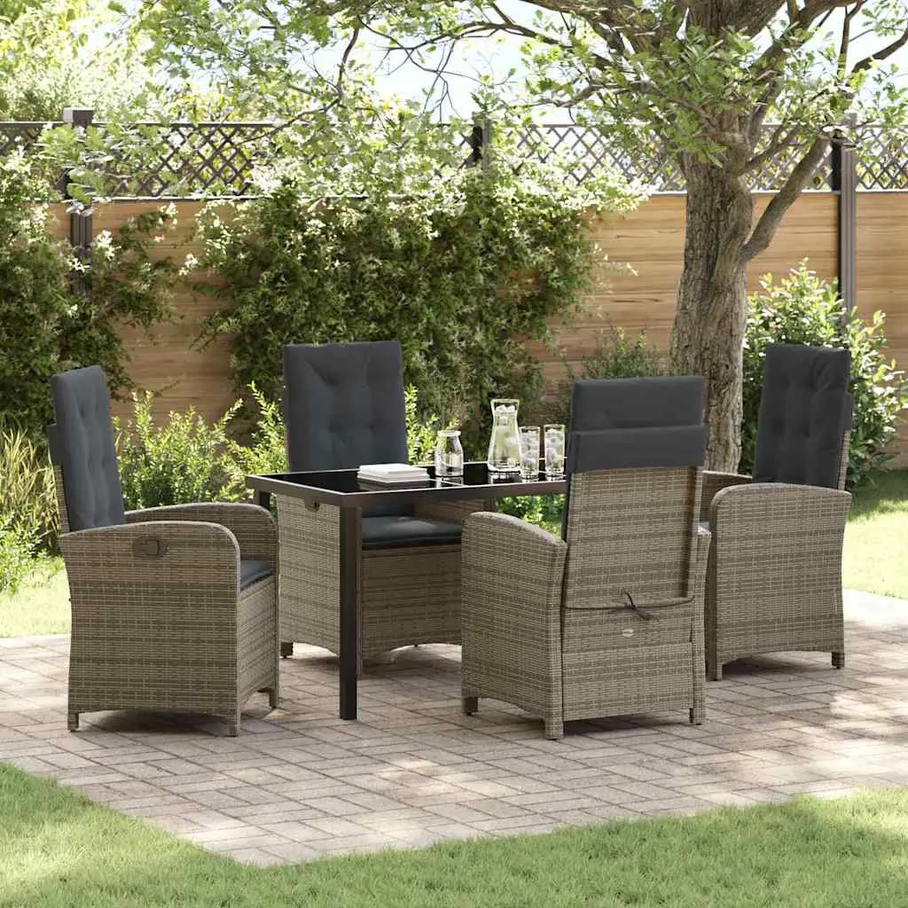 Ensemble de salle à manger pour jardin 5 pcs Gris polyrotin vidaXL 3380276 gris et gris foncé
