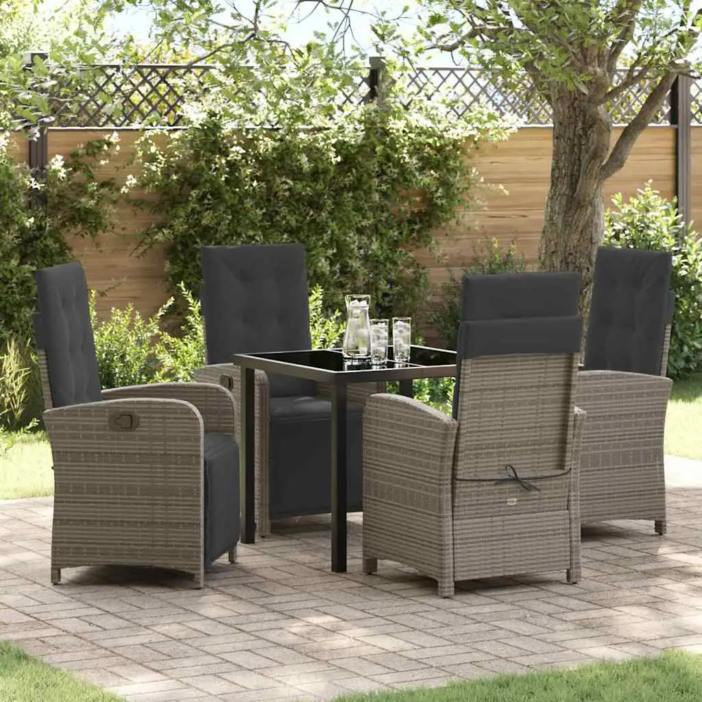 Ensemble de salle à manger pour jardin 5 pcs Gris polyrotin vidaXL 3380324