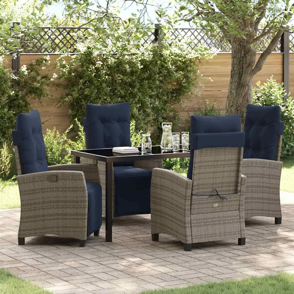 Ensemble de salle à manger pour jardin 5 pcs Gris polyrotin vidaXL 3380472