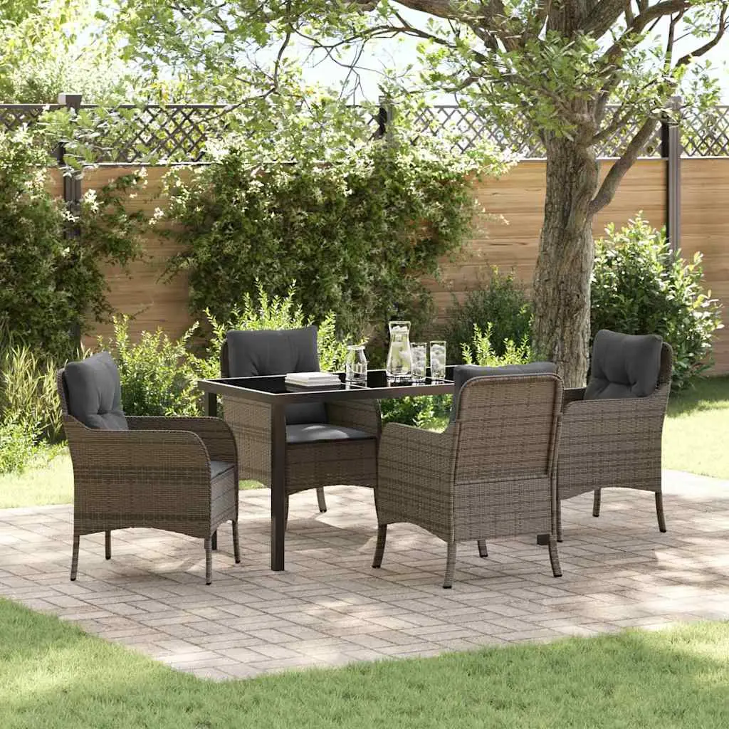 Ensemble de salle à manger pour jardin 5 pcs Gris polyrotin vidaXL 3380164 gris et gris foncé