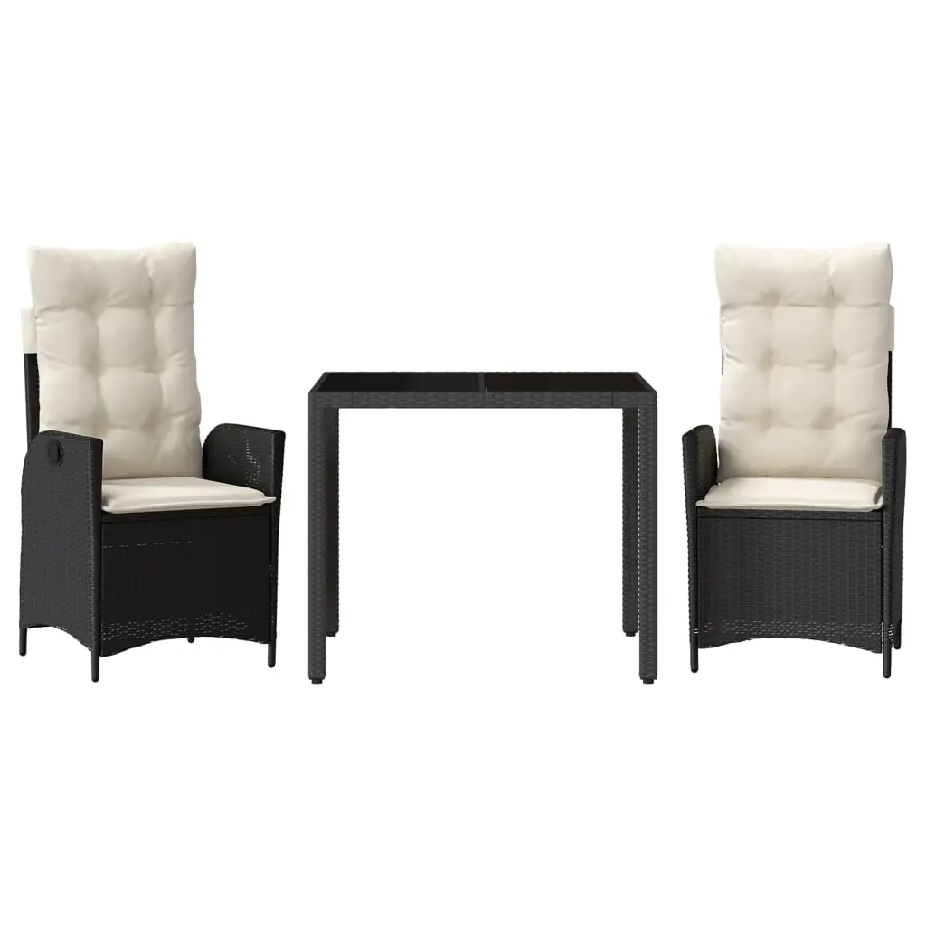 Ensemble de Salon de jardin – meuble de jardin – Mobilier de jardin avec coussins 3 pcs Noir ny144