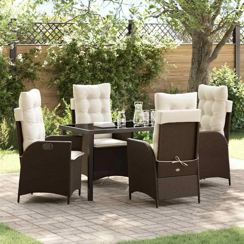 Ensemble de salle à manger pour jardin 5 pcs Marron polyrotin vidaXL 3380493