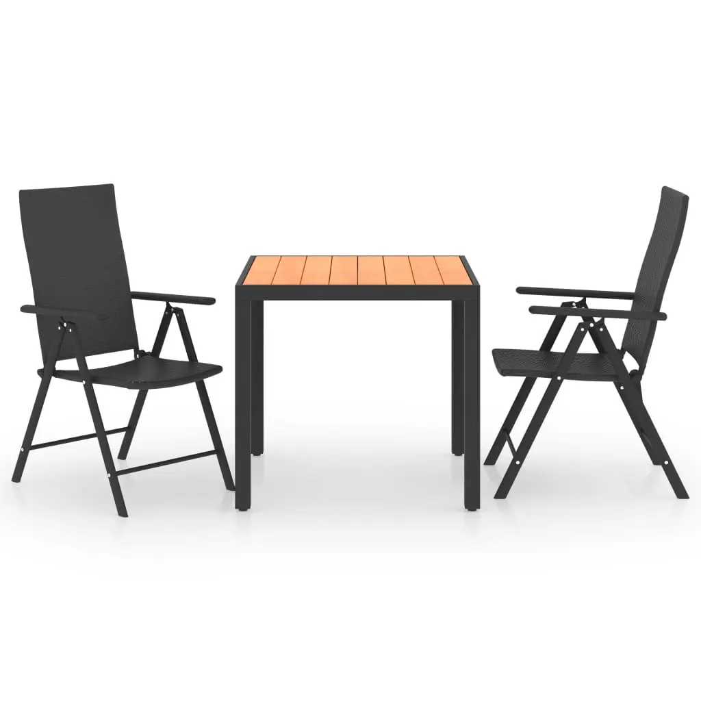 Ensemble de 3 pcs table de jardin avec chaises – mobilier de jardin noir et marron-JU3134 Noir