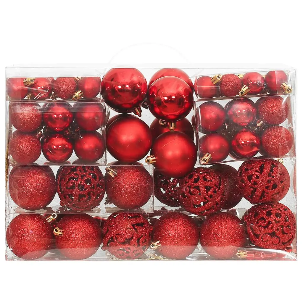 Ensemble de boules de Noël – Ornements de Noël – décorations de Noël 111 pièces rouge polystyrène
