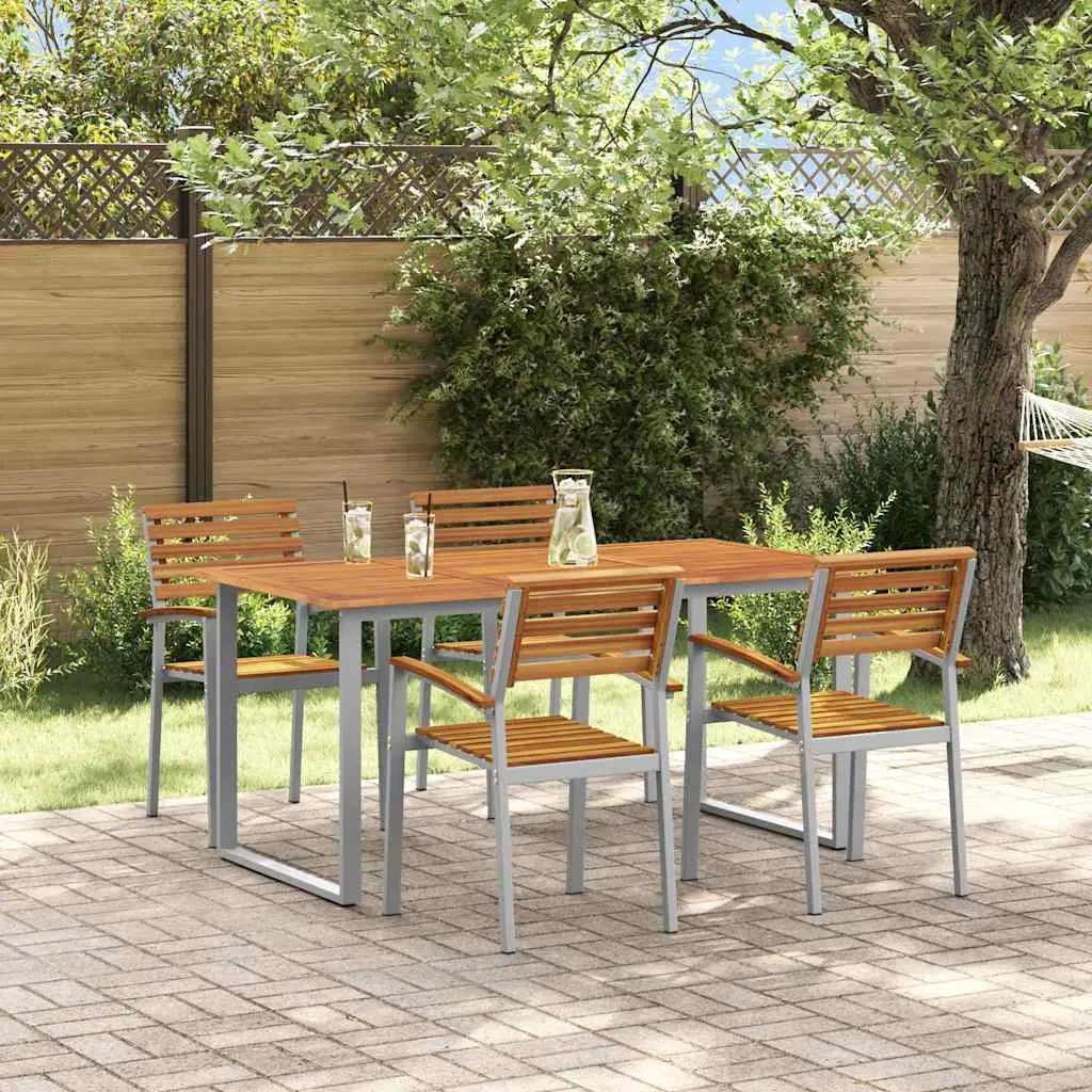 Ensemble de salle à manger pour jardin 5 pcs Gris vidaXL 3284345