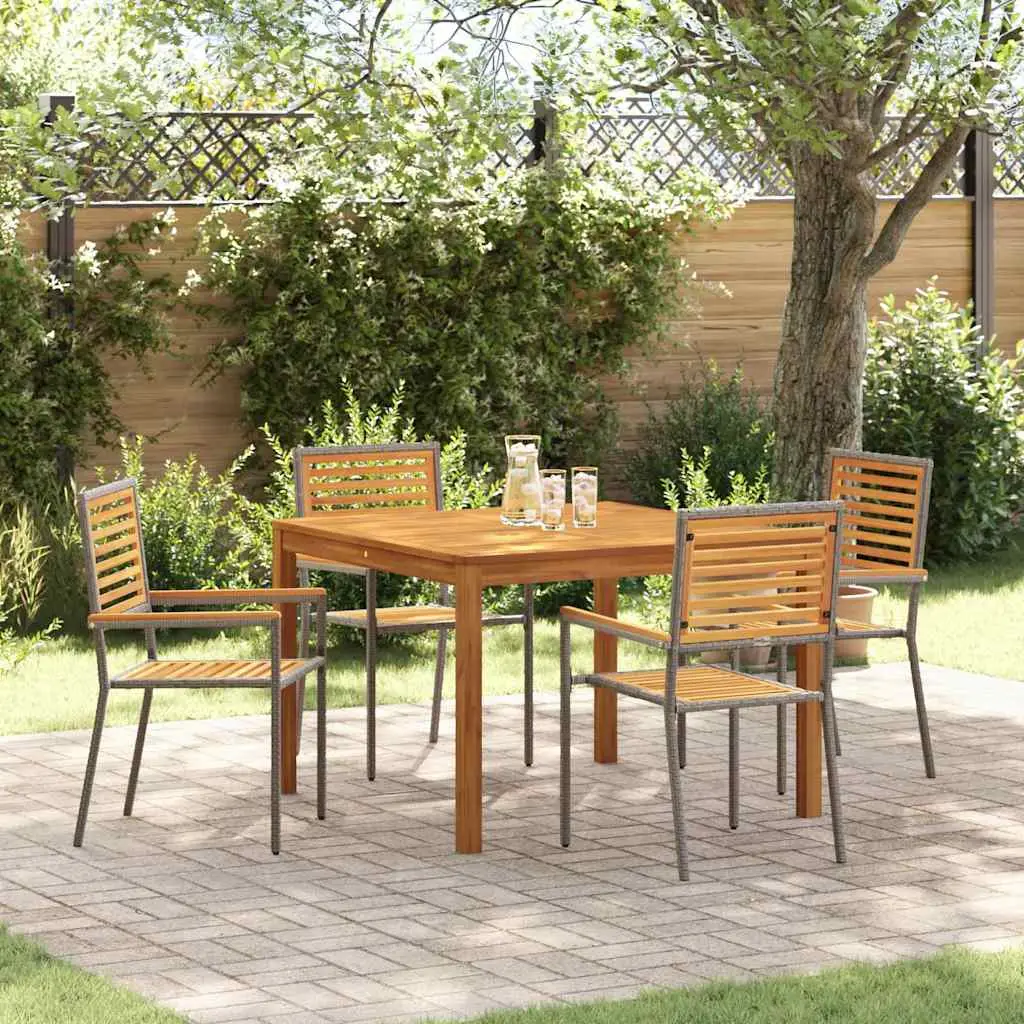 Ensemble de salle à manger pour jardin 5 pcs Gris vidaXL 3365533