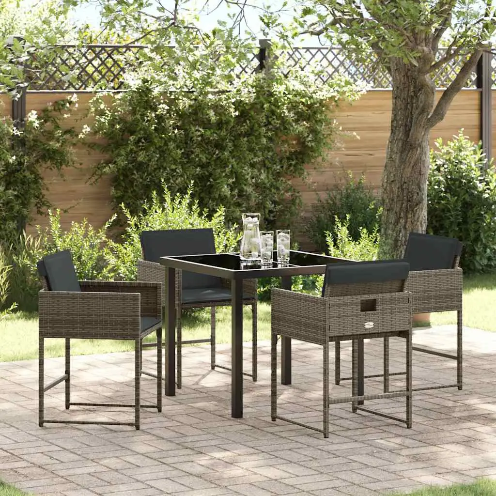 Ensemble de salle à manger pour jardin 5 pcs Gris polyrotin vidaXL 3380721