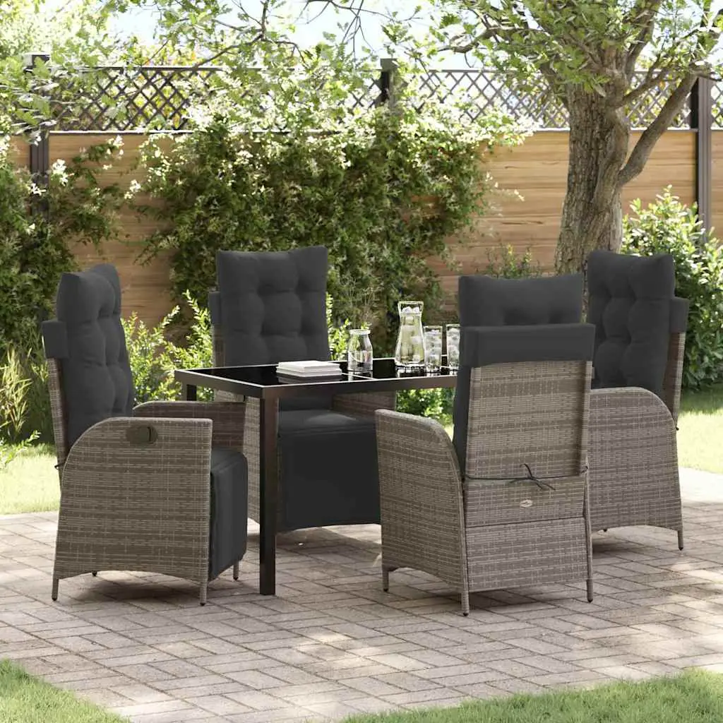 Ensemble de salle à manger pour jardin 5 pcs Gris polyrotin vidaXL 3380549