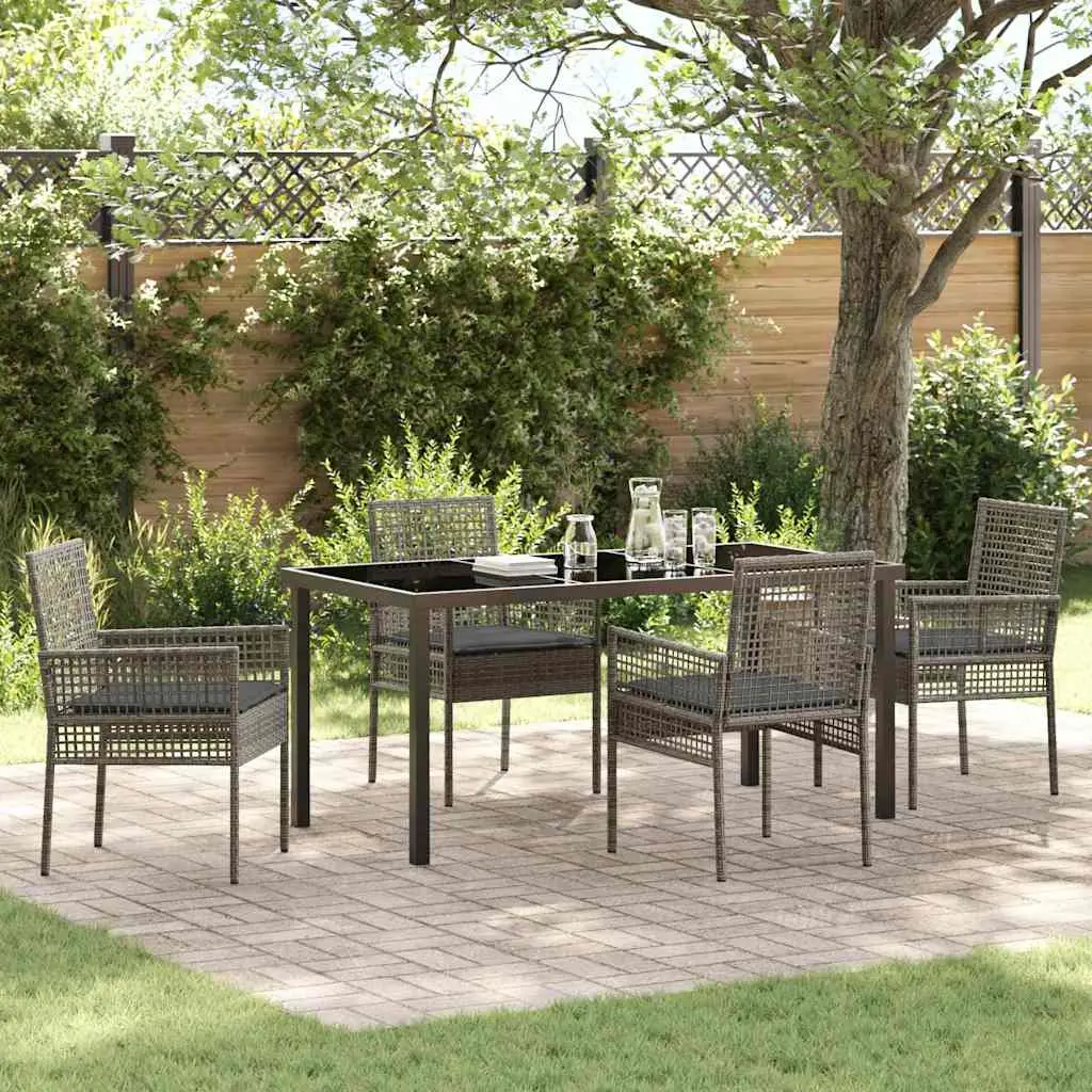 Ensemble de salle à manger pour jardin 5 pcs Gris polyrotin vidaXL 3379880 gris et gris foncé