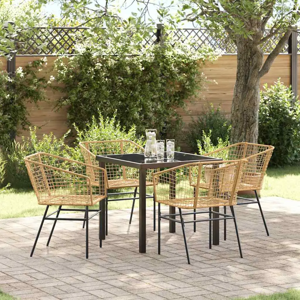 Ensemble de salle à manger pour jardin 5 pcs Marron polyrotin vidaXL 3380898 Naturel