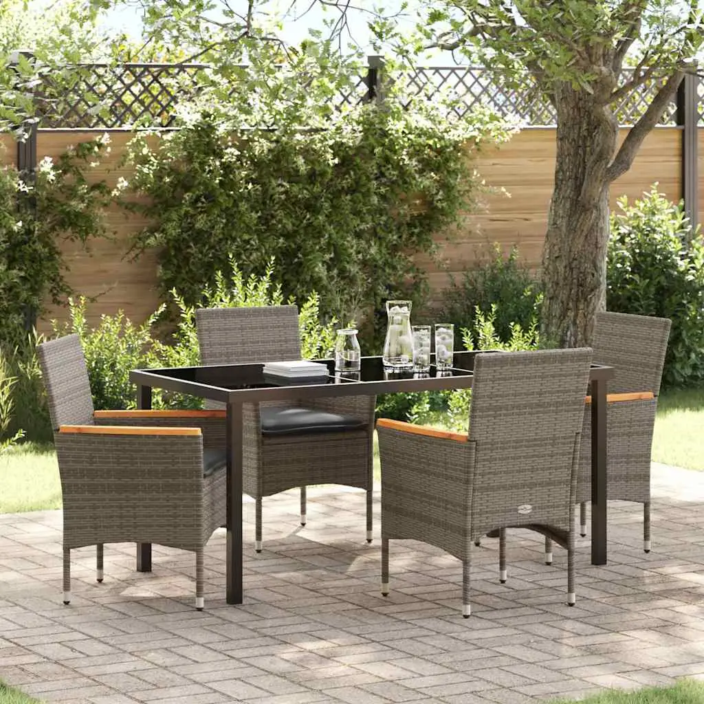 Ensemble de salle à manger pour jardin 5 pcs Gris polyrotin vidaXL 3379851