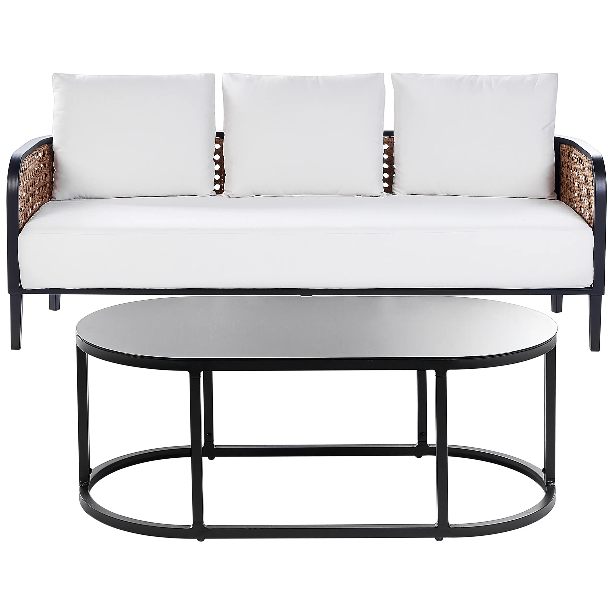 Canapé de jardin, 3 Personnes Aluminium Blanc MONTEFALCO – Beliani