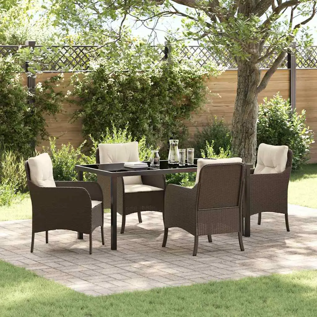 Ensemble de salle à manger pour jardin 5 pcs Marron polyrotin vidaXL 3380158 Marron et blanc crème