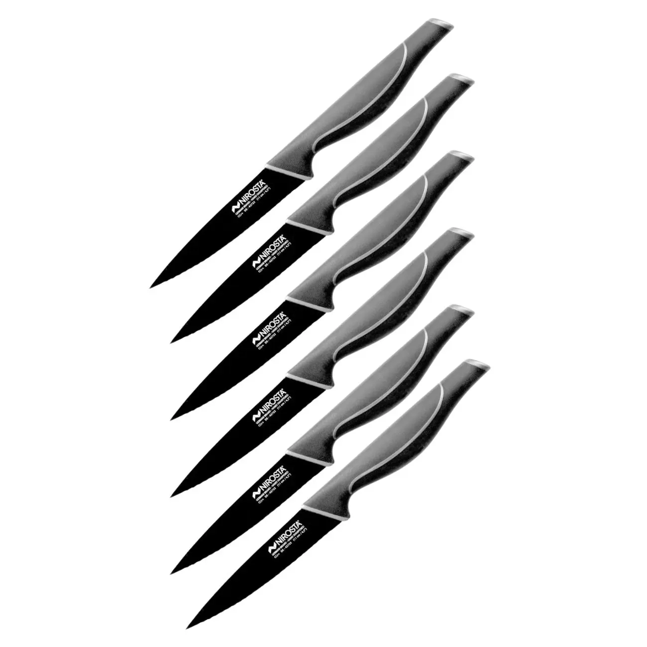Set de 6 couteaux de cuisine crantés en acier inoxydable Nirosta Black Edition