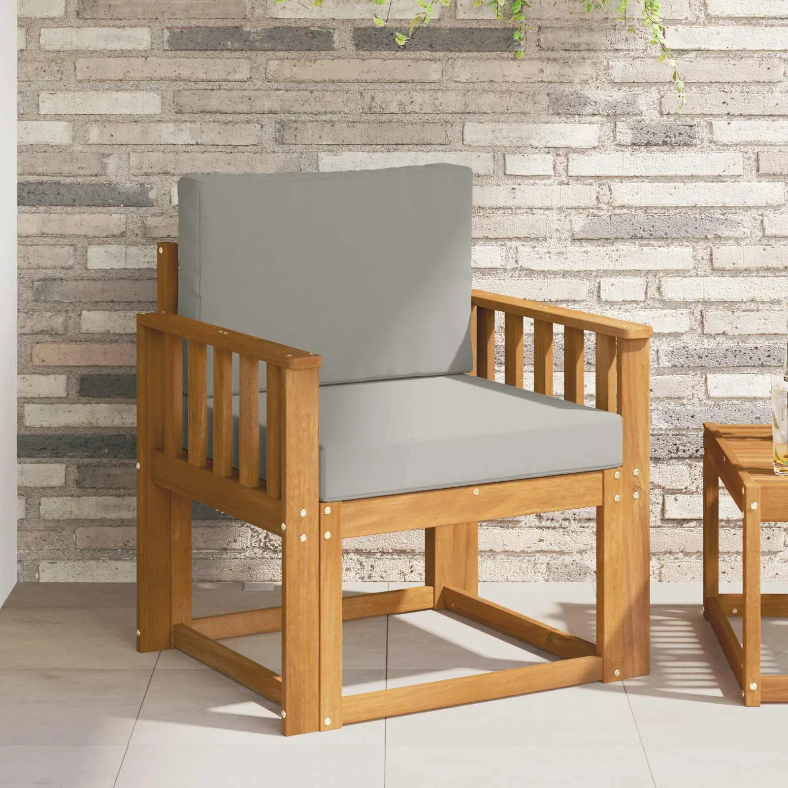 Canapé d’extérieur Bois d’acacia massif et polyester vidaXL 3436228 Naturel et gris clair