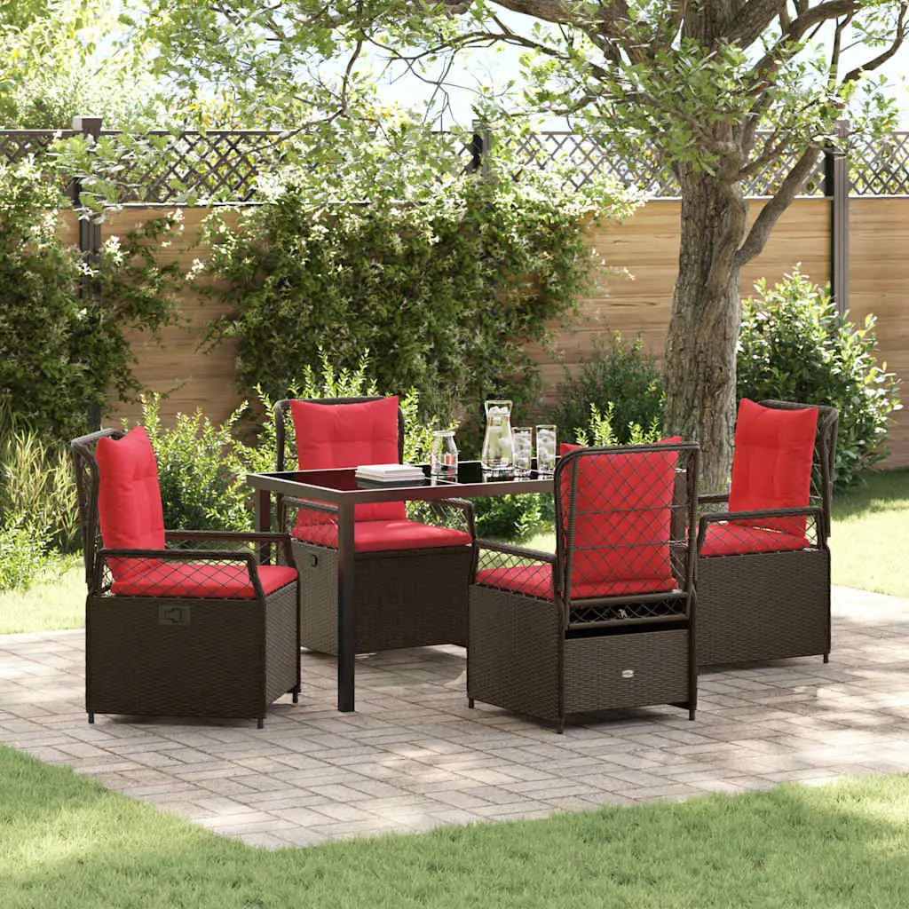 Ensemble de salle à manger pour jardin 5 pcs Marron polyrotin vidaXL 3381046