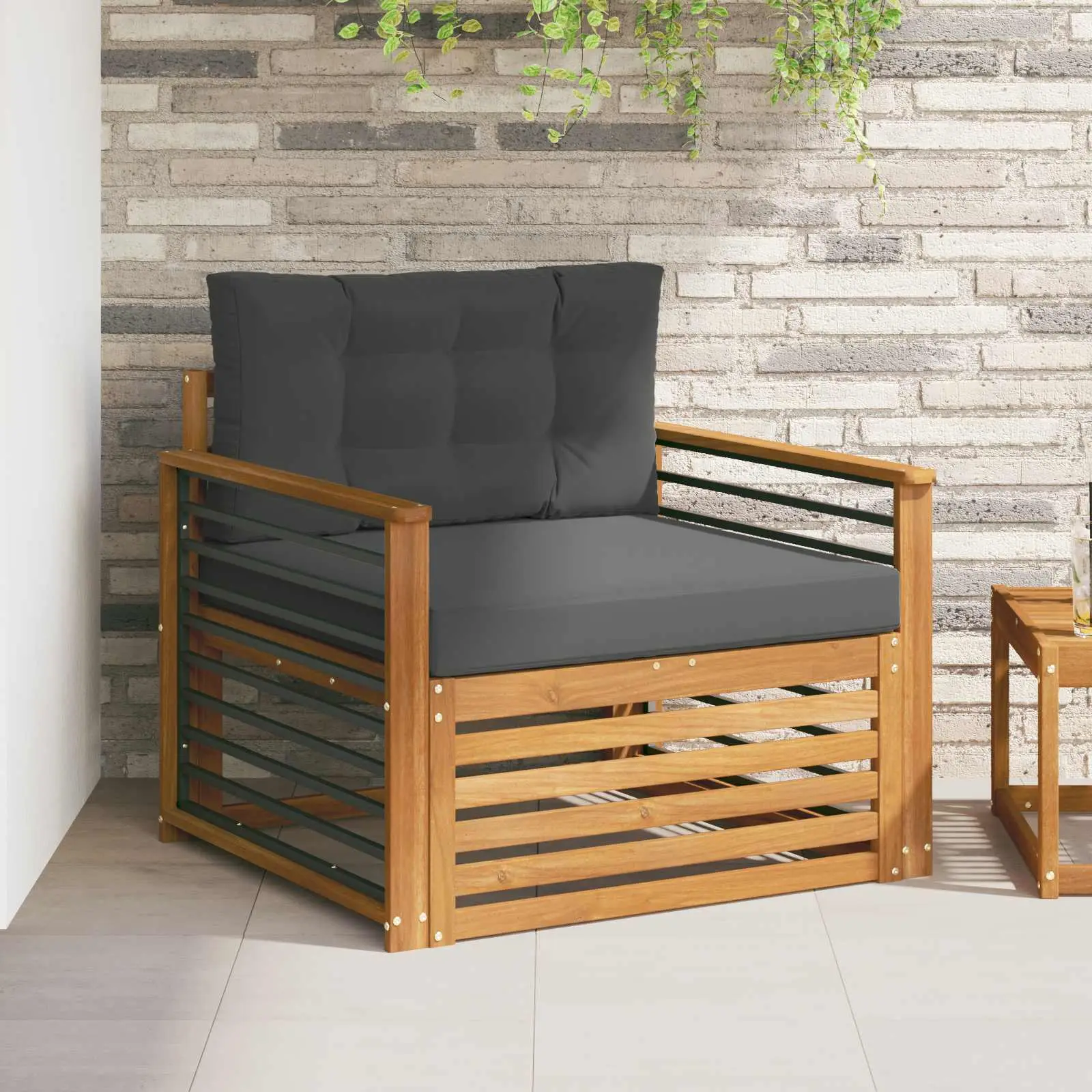 Canapé d’extérieur Bois d’acacia massif et polyester vidaXL 3436407 Naturel et anthracite