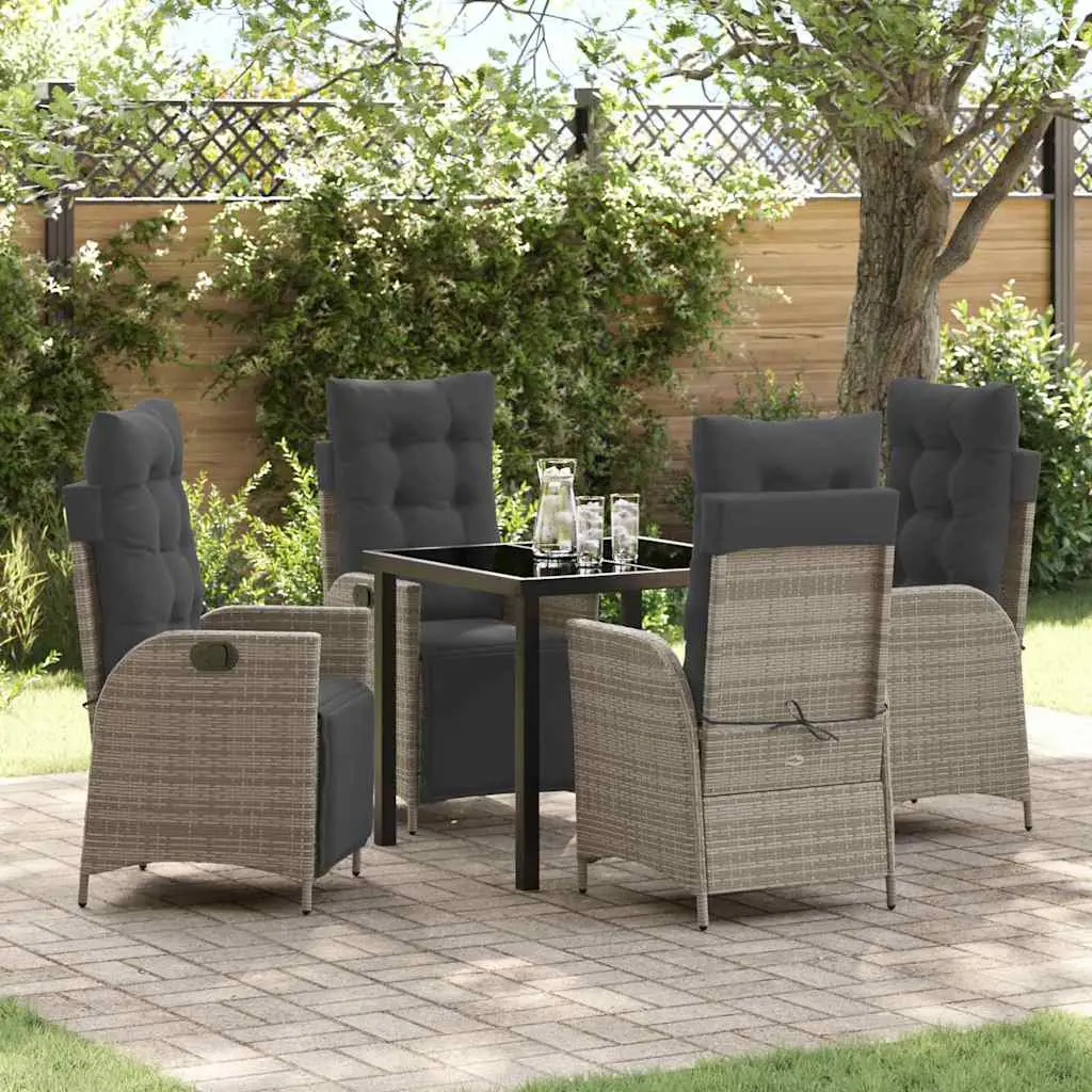 Ensemble de salle à manger pour jardin 5 pcs Gris polyrotin vidaXL 3380548