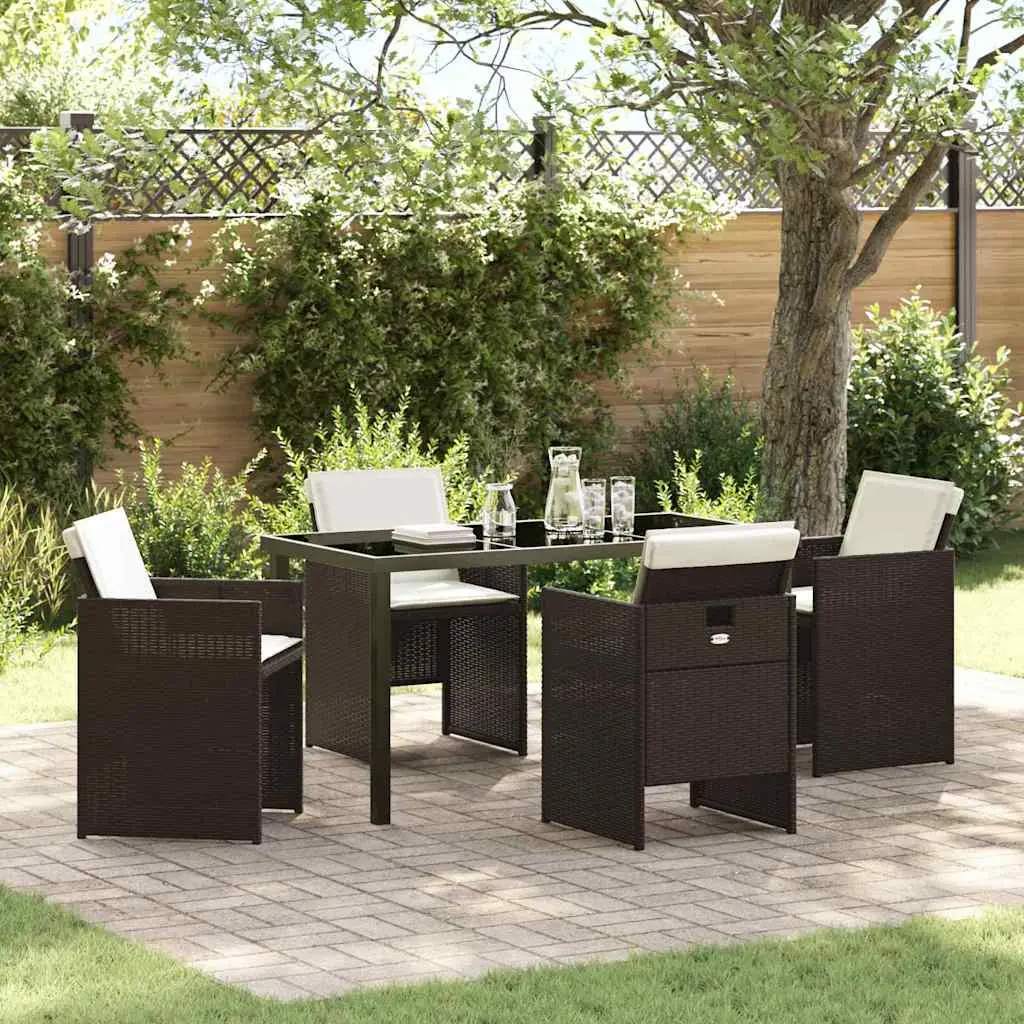 Ensemble de salle à manger pour jardin 5 pcs Marron polyrotin vidaXL 3379953 Marron et blanc crème