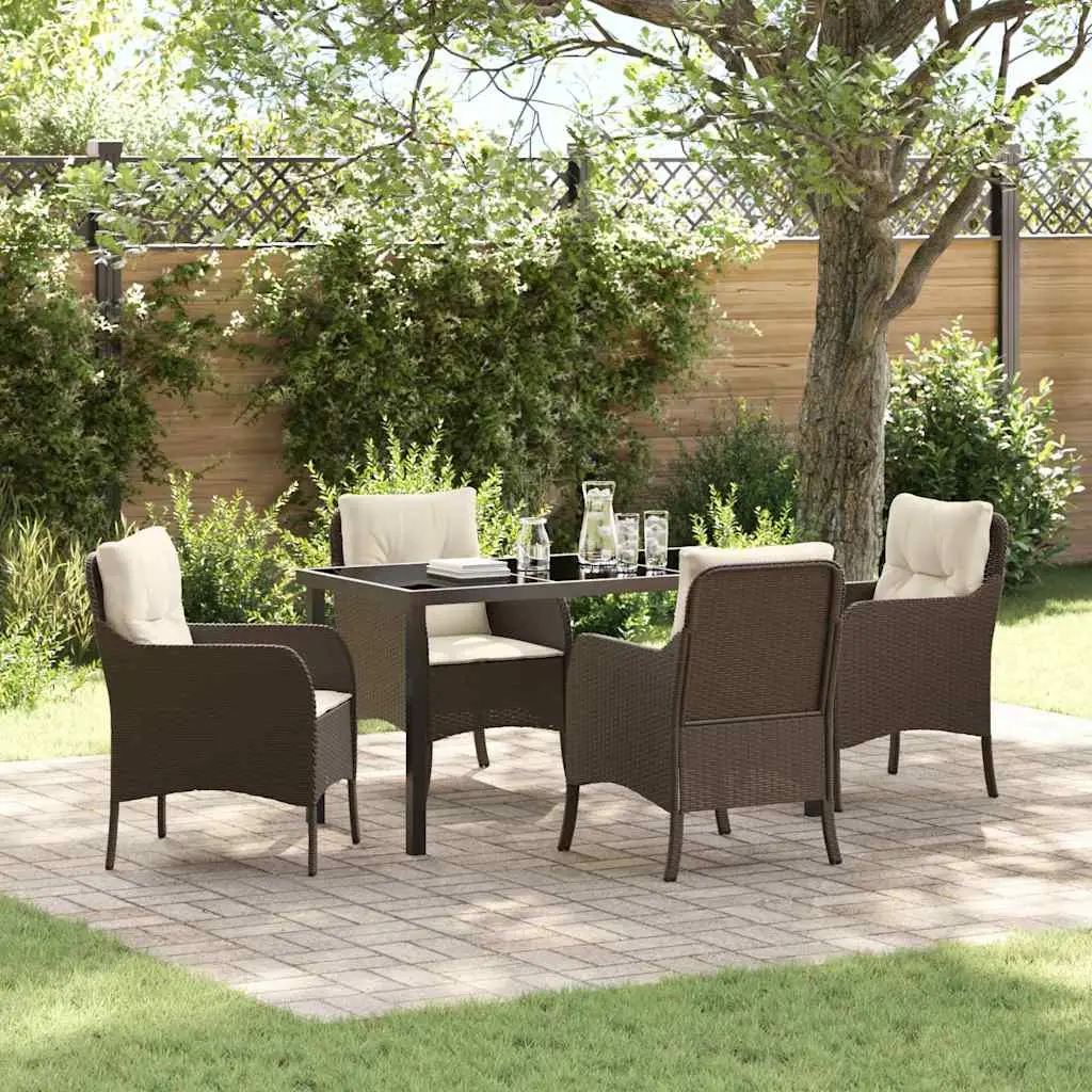 Ensemble de salle à manger pour jardin 5 pcs Marron polyrotin vidaXL 3380157 Marron et blanc crème