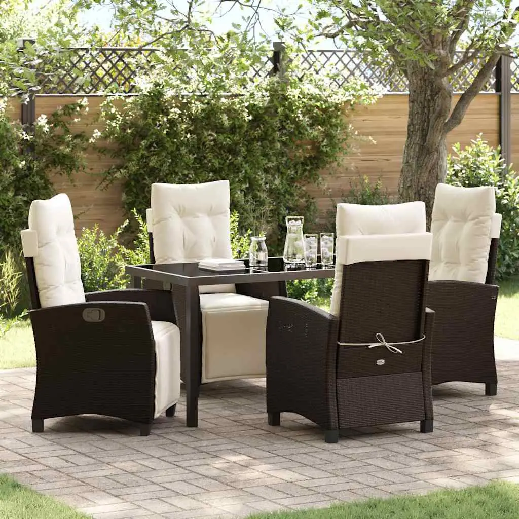 Ensemble de salle à manger pour jardin 5 pcs Marron polyrotin vidaXL 3380430