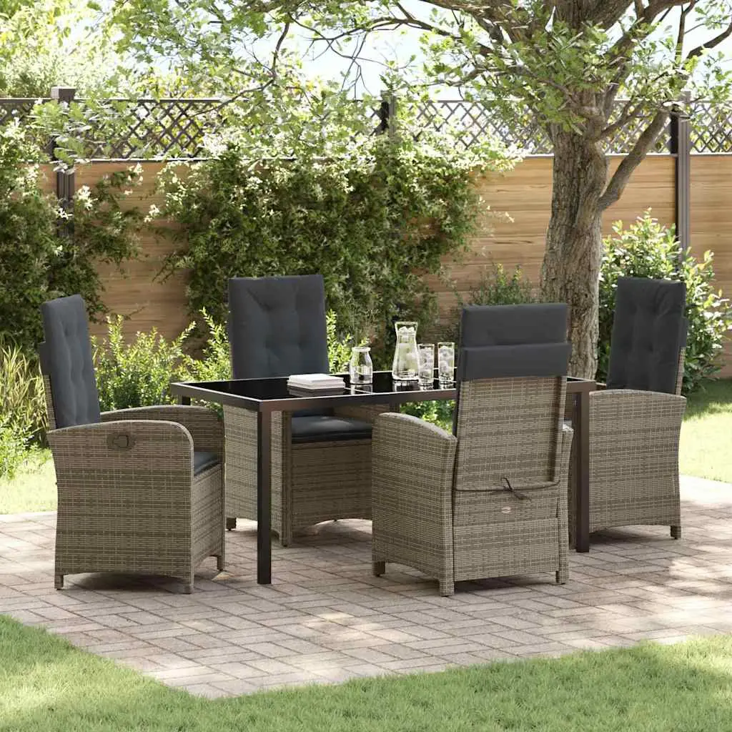Ensemble de salle à manger pour jardin 5 pcs Gris polyrotin vidaXL 3380277 gris et gris foncé