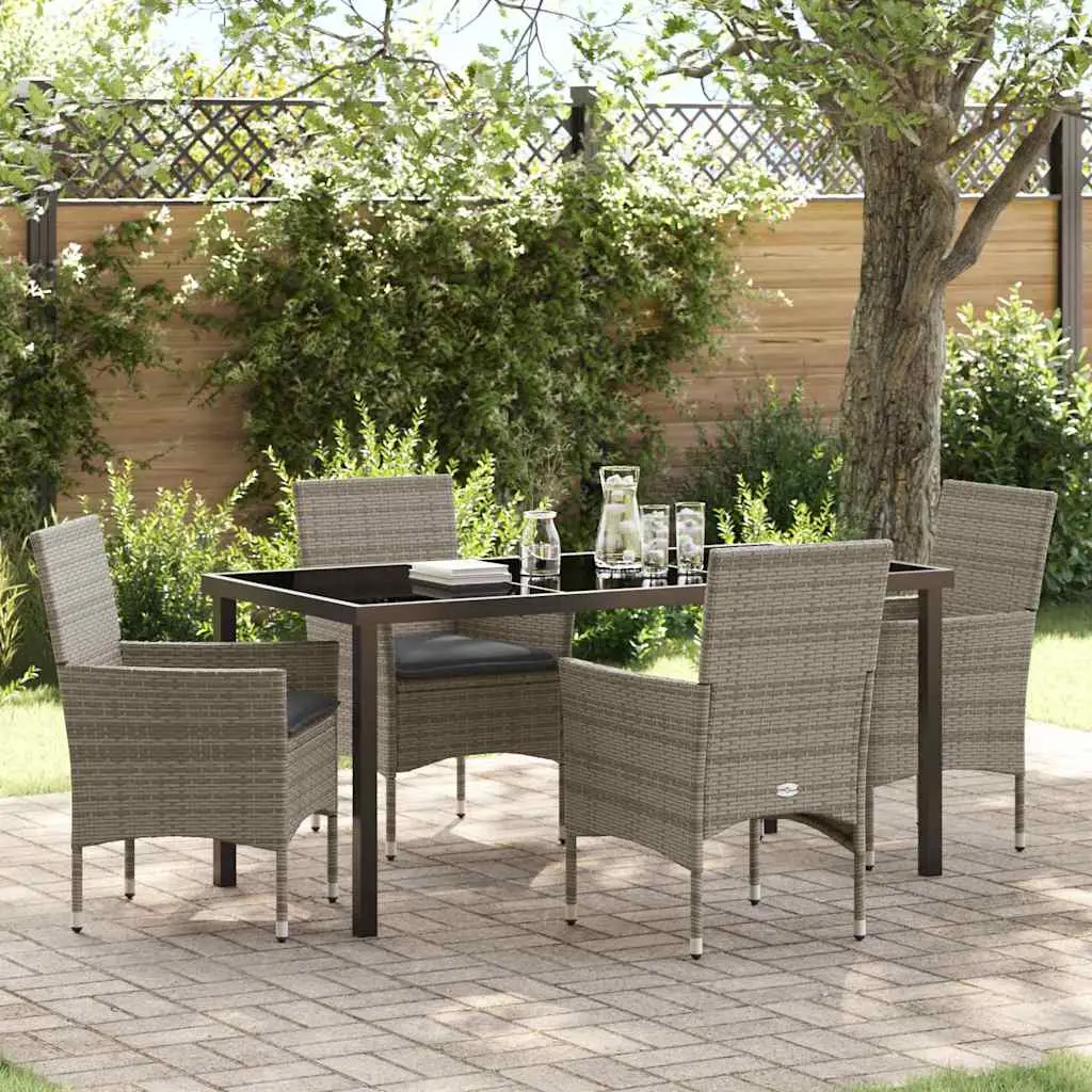 Ensemble de salle à manger pour jardin 5 pcs Gris polyrotin vidaXL 3379789
