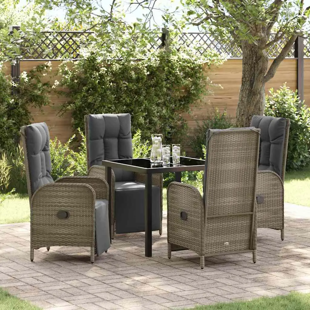 Ensemble de salle à manger pour jardin 5 pcs Gris polyrotin vidaXL 3380135