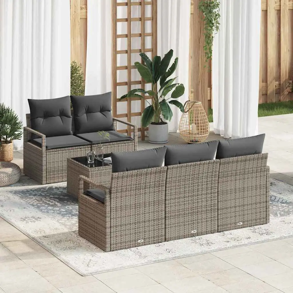 Ensemble de Canapés avec coussin 6 pcs Gris polyrotin vidaXL 3346259
