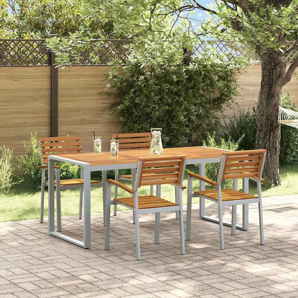 Ensemble de salle à manger pour jardin 5 pcs Gris vidaXL 3284363